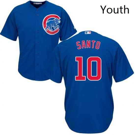 Youth Majestic Chicago Cubs 10 Ron Santo Authentic Royal Blue Alternate Cool Base MLB Jersey